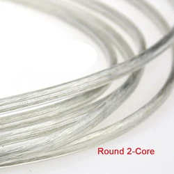 1/2/5/10 Meter 2 Core Transparent Flat / Round Electrical Cable Clear Tinned Copper Wire Home Bedroom Bar Lighting Lamp Fitting