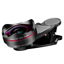 4K HD 휴대폰 렌즈, 16mm 광각 매크로 카메라 렌즈, 왜곡 없음, 휴대폰 프로 렌즈 키트, 아이폰 스마트폰 샤오미, 2 in 1