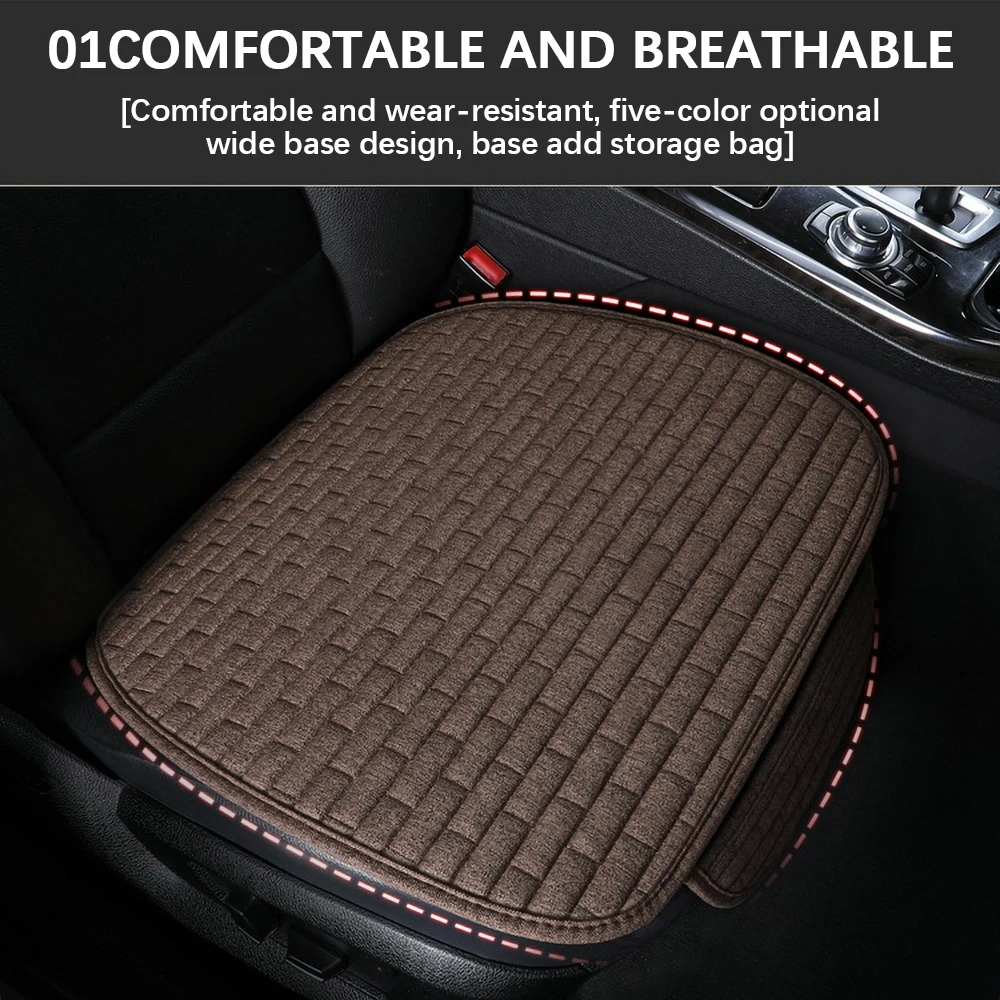 Car Seat Cover Front/Rear Flax Seat Protect Cushion Universal Breathable Comfortable  Automobile Protector Pad Car Covers Mat