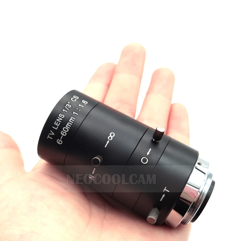 NEOCoolcam HD 6-60mm 메가 픽셀 수동 가변 초점 렌즈 수동 줌 및 포커스 CS 마운트 650nm IR 필터 렌즈 IP 박스 CCD 카메라 용