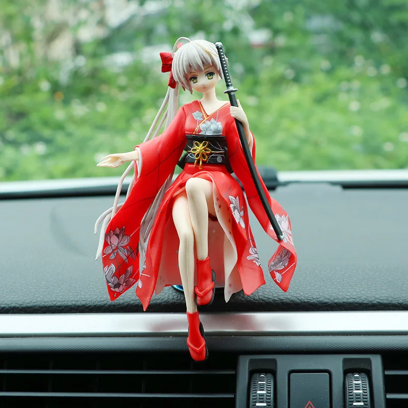 Car Decoration Anime Kimono Kasugano Sora Sword Action Figures Model Auto Dashboard Ornaments Interior Accessories Toys Gifts
