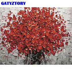 GATYZTORY Frame fiore rosso pittura digitale fai da te con i numeri pittura acrilica astratta moderna Wall Art pittura su tela per la decorazione domestica