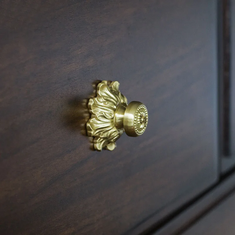 European-Style British-Style Light Luxury Brass Handle Cupboard Furniture Closet Door Drawer Golden American Small 