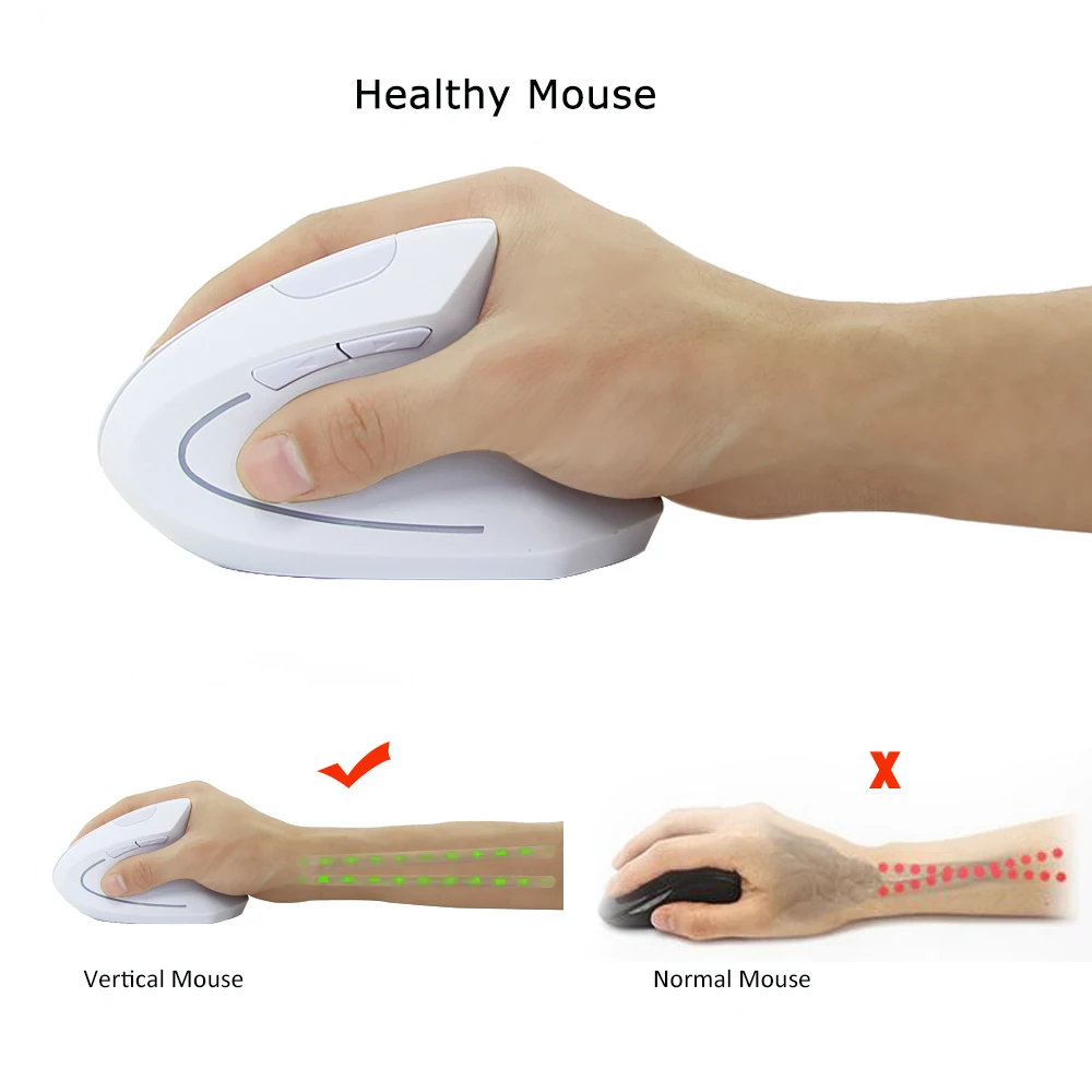 Wireless Right Hand Vertical Mouse Ergonomic Gaming Mouse 2.4G 1600 DPI USB Optical Wrist Healthy Mice Mause For PC Computer