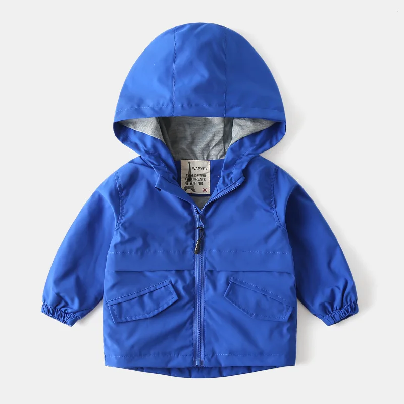 New Retail Children Coat 2021 Autumn Baby Boys Solid Zipper Hooded Coat Kids Outwear Infant Baby Hardshell Jacket