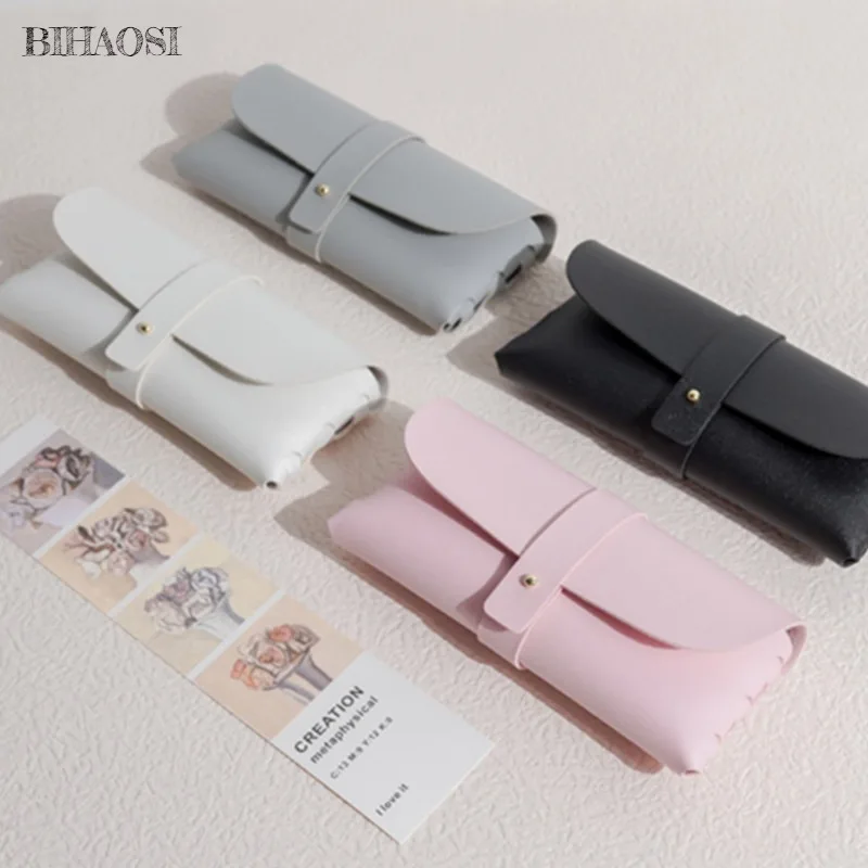 حقيبة تخزين نظارات من جلد البولي يوريثان، حقيبة نظارات بسيطة للأدب القديم، حافظة نظارات جلدية ناعمة، حقيبة تخزين نظارات شمسية محمولة للفتيات