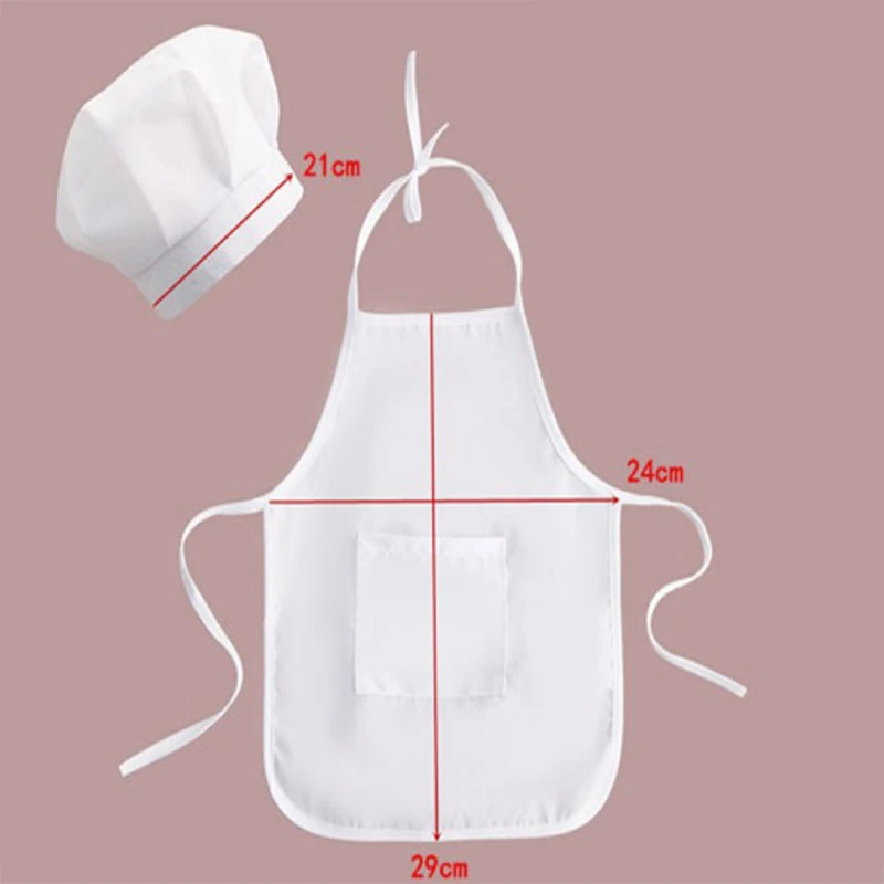 Cute Baby Chef Apron&Hat For Kids Costumes Cotton Blended Chef Baby White Cook Costume Photos Photography Prop Newborn Hat Apron