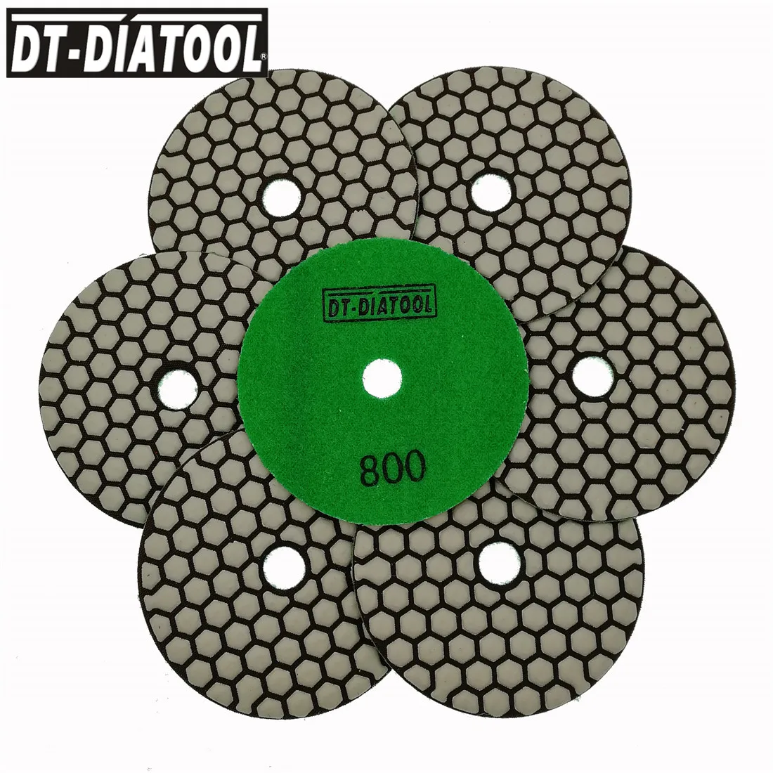 DT-DIATOOL 7pcs Dia 4 inch/100mm Resin Bond Diamond Dry Polishing Pads Grit #800 Sanding Disc For Granite Marble Stone