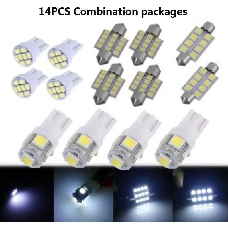 14pcs/lot LED 1157 T10 W5W C5W C10W 168LED 31 36mm Car Auto Interior Map Dome License Plate Replacement Light Kit White Lamp Set