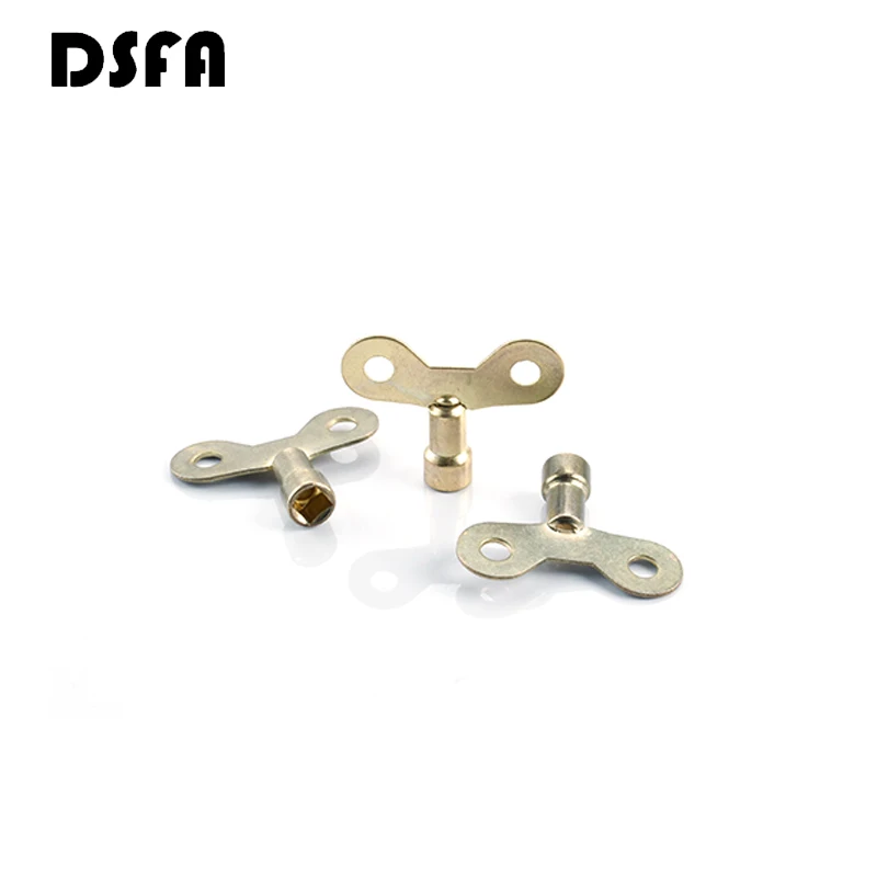 3PCS 6mm Hole Gold Tone Metal Switch Faucet Key Radiator Keys Plumbing Bleeding Key For Air Plumbing Tool