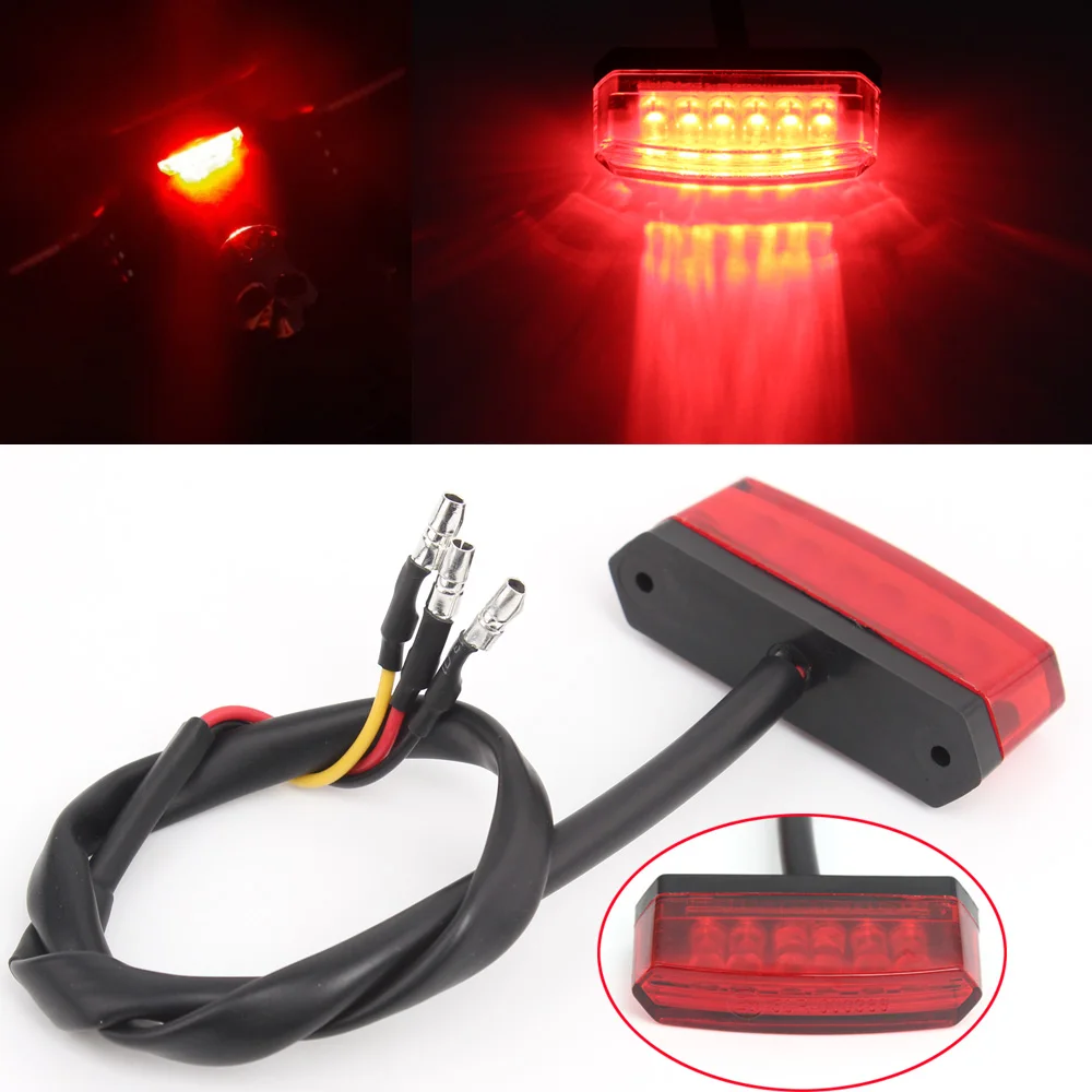 Universal Rear Mini 6 LED Tail Lights Motorcycle Lighting for ATV Quad Kart Moto Tail Brake Stop Light Indicator Lamp Motorbike