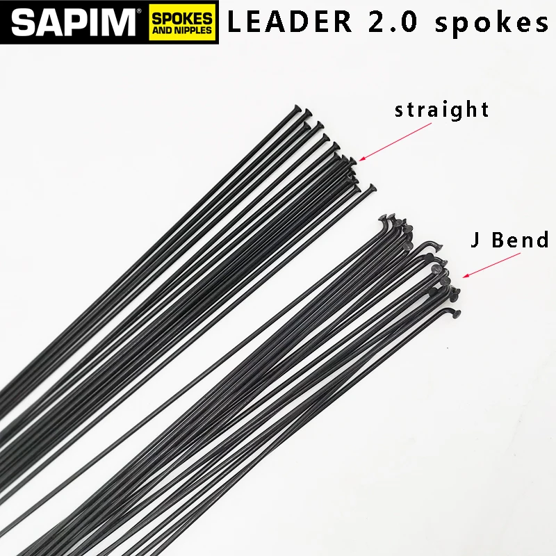 Sapim leader equal diameter 2.0mm round mountain bike road bike spokes straight J bend black nipple wheel spokes