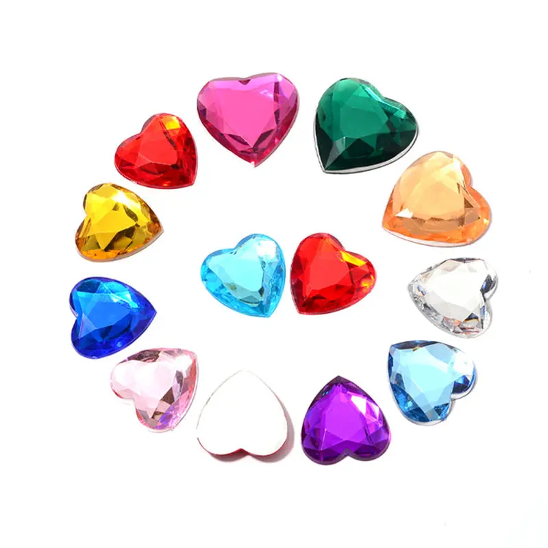 80PCS Acrylic Peach Heart Flat Drill 12mm DIY Handmade Mobile Phone Shoe Material Toy Decoration Sticker Diamond Accessories