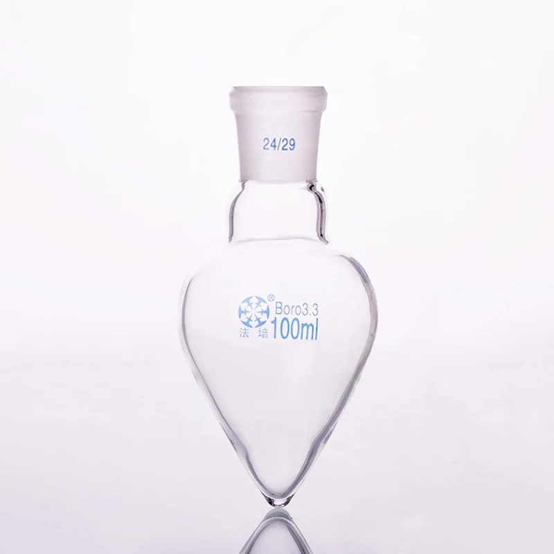 

Pear-shaped flask,Capacity 100ml,Joint 24/29,Heart-shaped flasks,Coarse heart-shaped grinding bottles