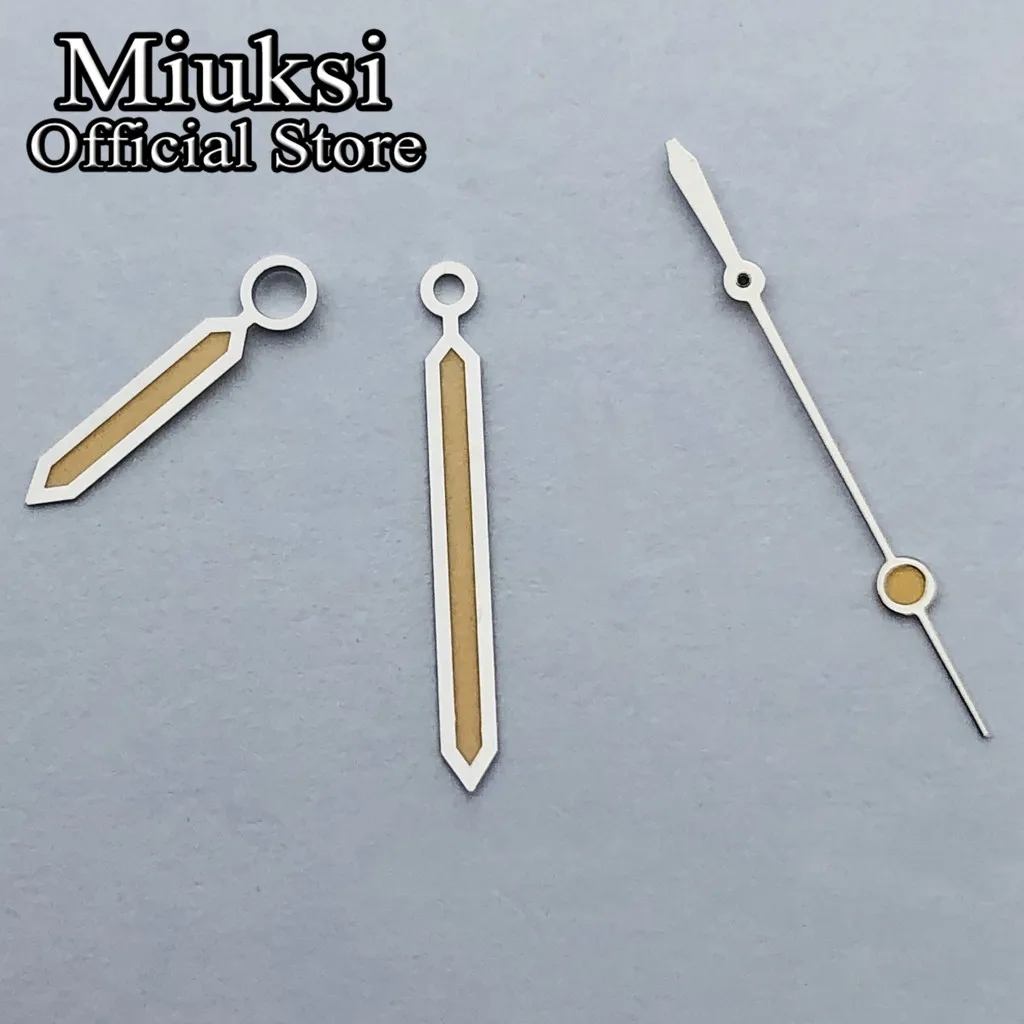 Miuksi silber-gelbe Uhrzeiger, grün leuchtende Zeiger, passend für NH35 NH36 Miyiota 8215 ETA2824 2836 Mingzhu DG2813 3804 Uhrwerke. – Detail 1