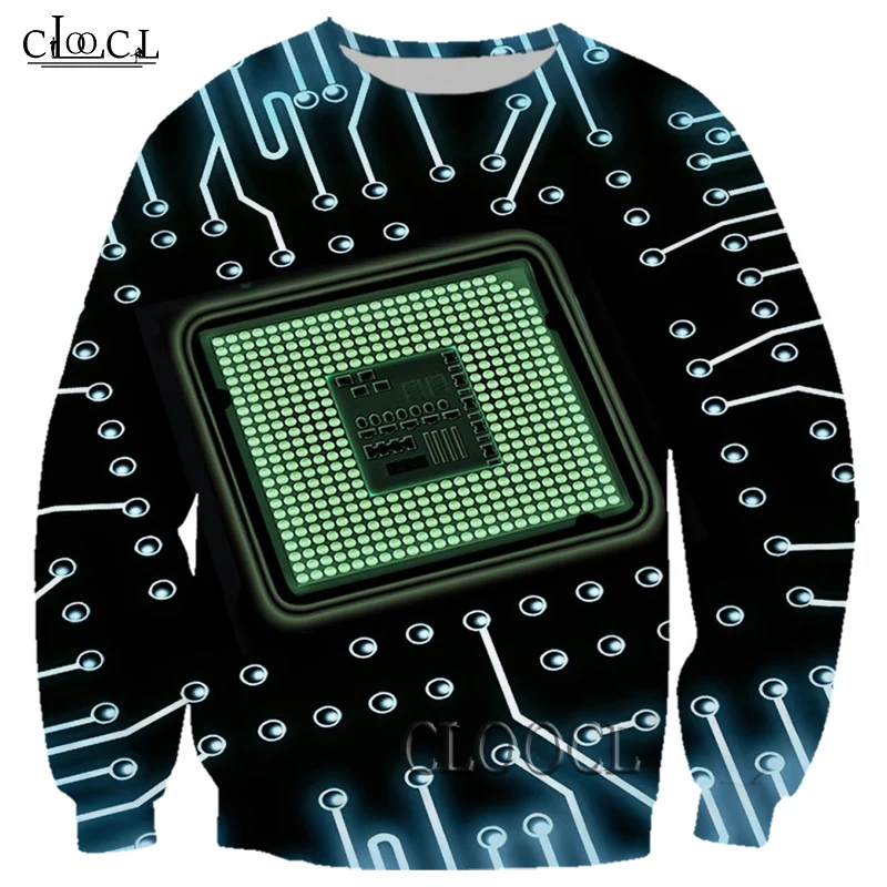 

HX Electronic Chip 3D Print Men Women Sweatshirts Fashion Hip Hop Streetwear Unisex Casual Harajuku All-match Tops Drop Shipping