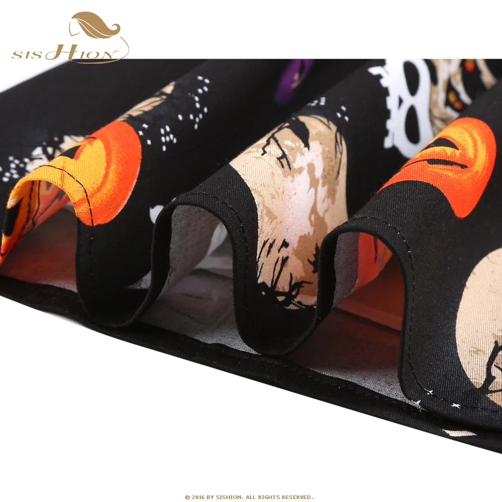 시션 2025 섹시 블랙 미니 스커트 SS0008 여성 파티 펌킨 스컬 숏 스커트 레트로 코튼 고딕 할로윈 스커트 Y2K