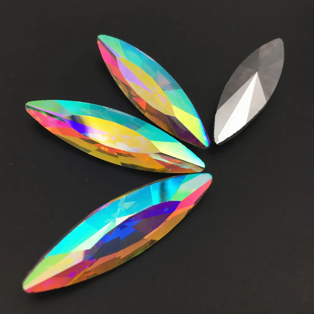 10x35mm 13x48mm Big Navette Shape Rhinestone Pointback Marquise Glass Crystal Fancy Stone Aluminum Pointed back Plated Colors