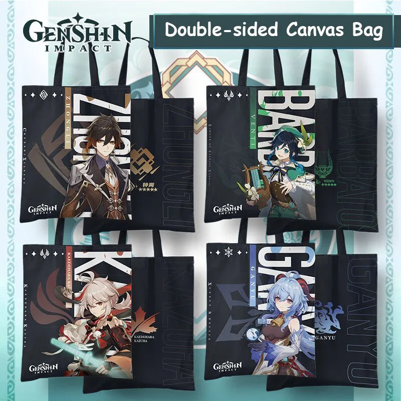 Game Impact Lyney Furina Cosplay Canvas Tote Bag Neuvillette Wriothesley Alhaitham Nahida Wanderer Kids Collection Gifts