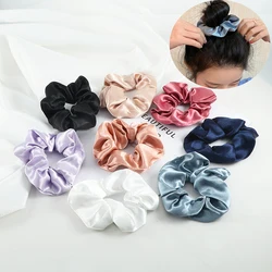 Vintage Satin Silk Scrunchie Solid Color Elastic Hair Bands Fashion Headband Ponytail Holder Rope Women Girls Hair Accessories