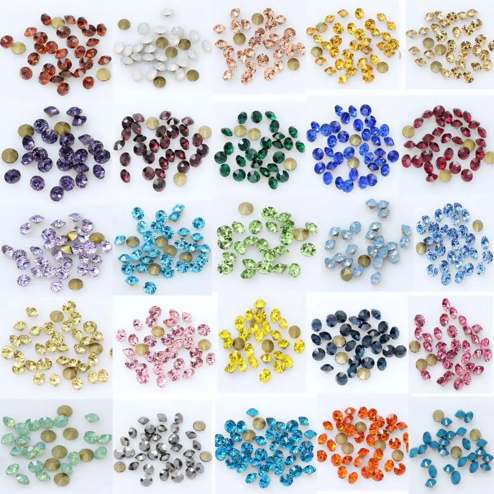 SS19 20 22 25 27 30 32 Czech crystal All Colors bead Coin pointed back Round bead Rhinestone Glitter For Jewelry Nail Making Diy