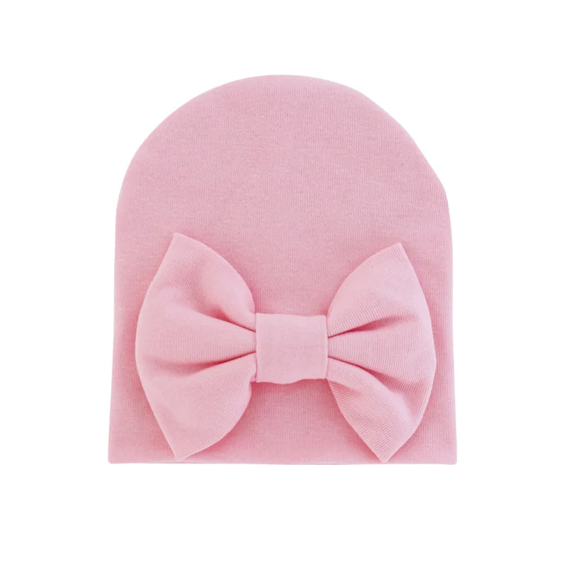 2020 Baby Girl Hat with Bow Cotton Warm Newborn Caps Infant Beanie Baby Stuff Accessories Solid Bowknot Cap for Girls Kid Hats