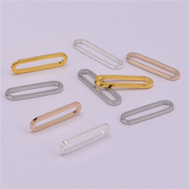 30 pieces of 15 * 4mm pure copper oval buckle runway oval pendant connector DIY jewelry accessories