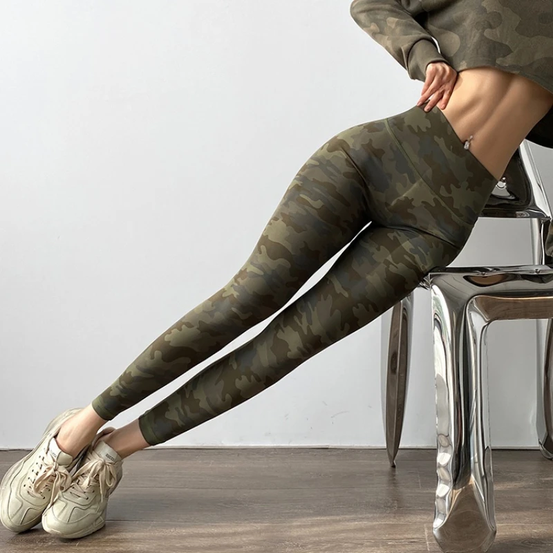 Camouflage Scrunch Butt Fitness Leggings Women Tummy Control High Waist Elastic Yoga Pants Gym Quick-Dry Squat Workout Tights