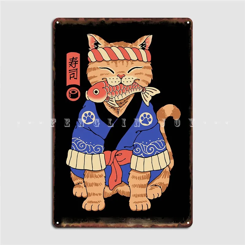 

Sushi Meowster Metal Plaque Poster Pub Home Printing Wall Decor Tin Sign Poster