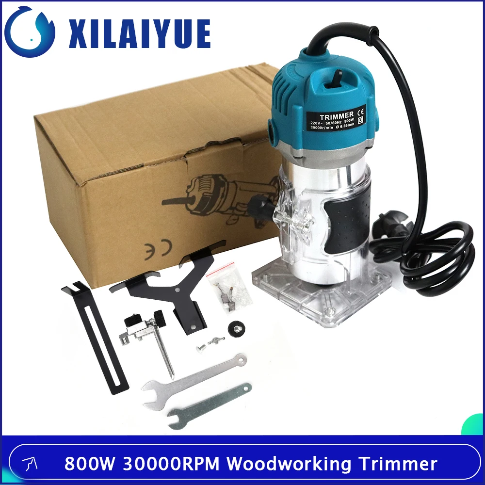 

800W 30000RPM Woodworking Electric Trimmer Wood Milling Engraving Slotting Trimming Machine Hand Carving Machine Wood Router