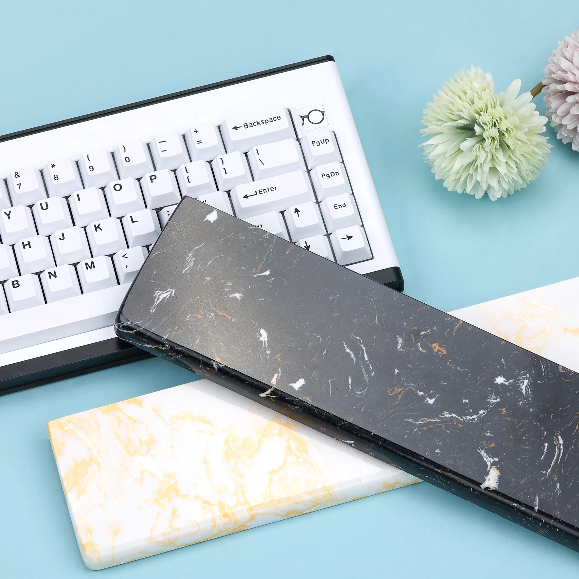 KBDfans Quartz Stone Wrist Rest For 60%/65%/75%/80% Mechanical Keyboard Black/Golden/Chaos Origins/Blue