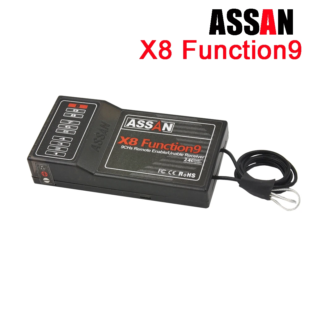 Assan X8 Function9 9-Channel 2.4GHz Receiver (Long Antenna) for Rc Trucks Excavators Shovel Loaders