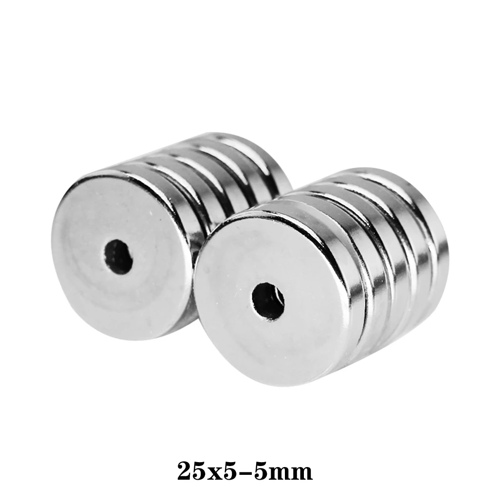 2 ~ 30 sztuk 25x5-5mm stałe NdFeB silne magnesy 25*5mm otwór 5mm okrągły z łbem stożkowym neodymowy magnes magnetyczny 25X5-5mm 25*5-5