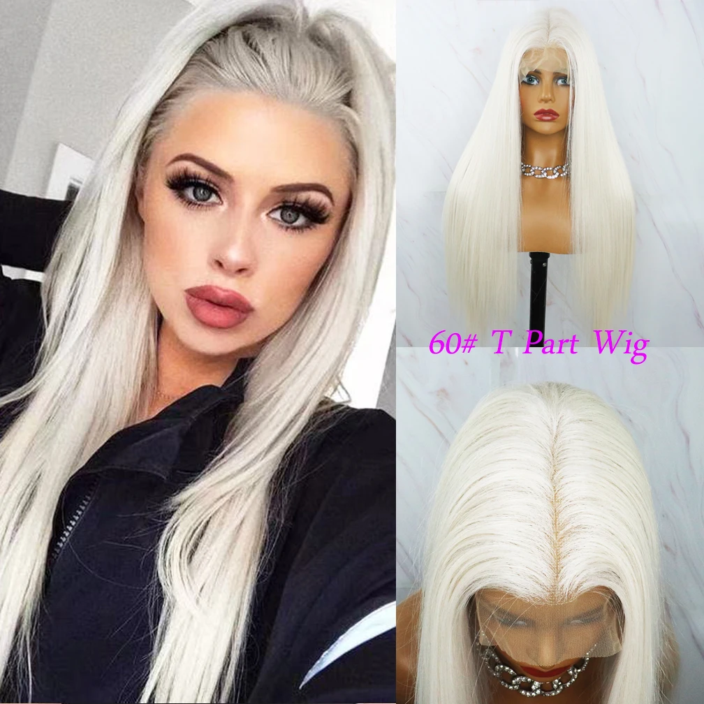 Beautiful Diary Silky Straight Gluesless Synthetic Lace Front Wig For Women #60 T Part Wigs Heat Resistant Synthetic Lace Wig