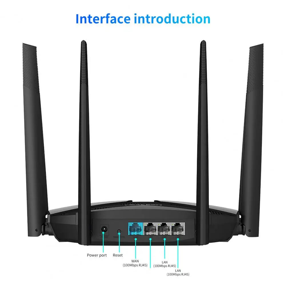 AC WiFi Router High-speed Wide Coverage with 6 High Gain Antennas 2.4G 5G 1200Mbps Dual Band Network Router Extender for Home