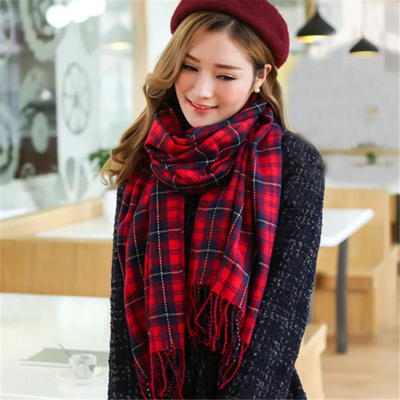 Fashion Warm Plaid cashmere Scarves For Women Winter Scarf Luxury Brand Shawl lady elegant Pashmina Foulard Femme bufanda mujer