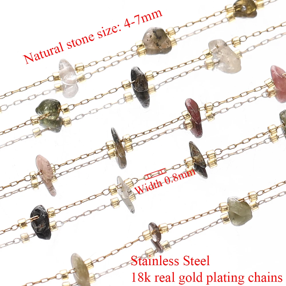 1 Meter Edelstahl-Natursteinketten Edelsteine für DIY-Schmuckherstellung, Halsketten, Armbänder, Fußkettchen, Großpackung – Detail 6