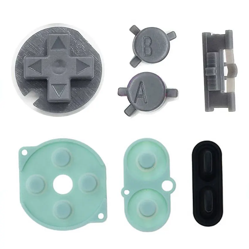 JCD 닌텐도 게임 보이 컬러 실리콘 고무 패드, GBC 전원 켜기 끄기 버튼 AB 버튼 D 패드 전도성 버튼