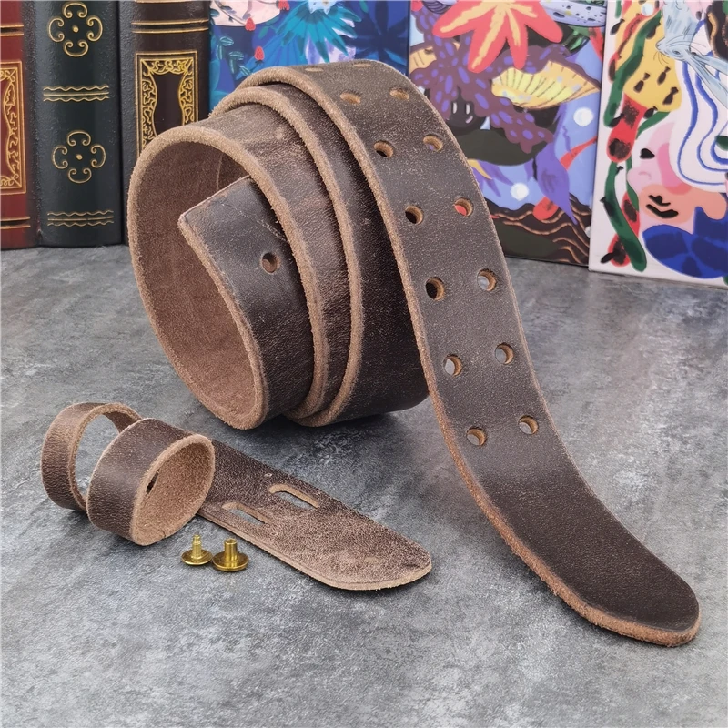 Luxury Thick 38MM Double Pin Tongue Leather Belt Without Buckle Ceinture Men belt without buckle Leather Men\'s Waist Belt SP06