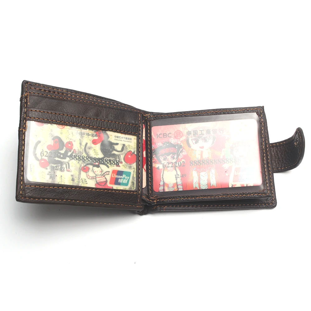 Genuine Leather Men's Wallet Anti RFID European & American Retro Oil For Men Bifold Male Purse