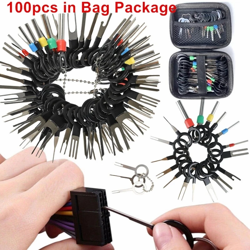 100pcs Puller Tool Motorist Kit Wires Pin Extractor Automotive Stylus Tooling Set Car Terminals Removal Auto Disassembly Tooling