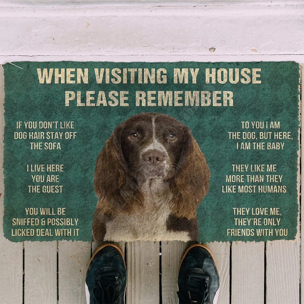 3D Please Remember English Springer Spaniel Dogs House Rules Doormat Non Slip Door Floor Mats Decor Porch Doormat