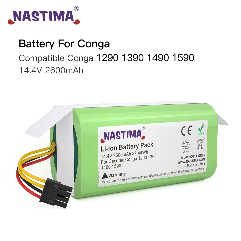 NASTIMA 14.4V 2600mAh Li-ion Replacement Battery Compatible with Conga Excellence 1290 1390 1490 1590 Deluxe 370 Gutrend 520