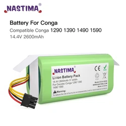 Batteria sostitutiva agli ioni di litio NASTIMA 14.4V 2600mAh compatibile con Conga Excellence 1290 1390 1490 1590 Deluxe 370 Gutrend 520