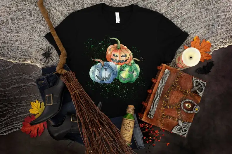 Spooky Pumpkins Halloween Party Shirt Fashion Casual Cotton Round Neck Female Shirt Short Sleeve Top Tees Streetwear Unisex y2k