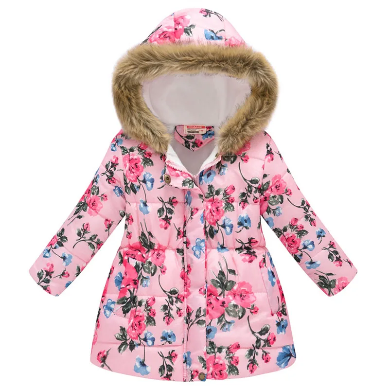 Baby Girls Jacket for Cold Winter Baby Warm Outerwear With Fake Fur Clothing Children Kids Snowsuit Cotton Padded Jacket Parka