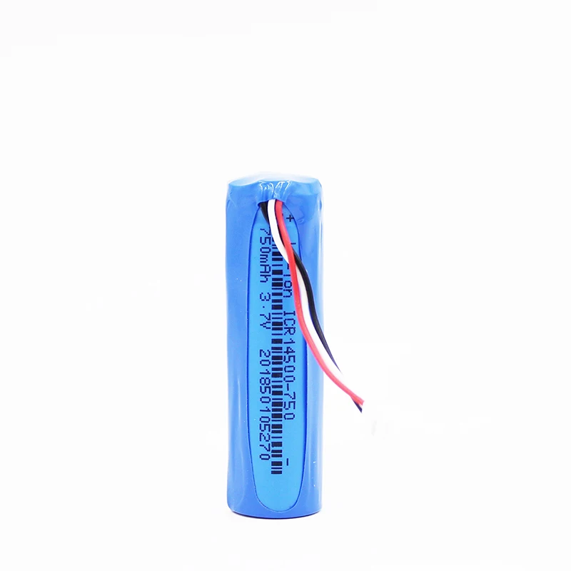 New 3.7V 850mAh 14500 Li-ion Battery Replacement Accumulator 3 Wires Plug 14*50mm