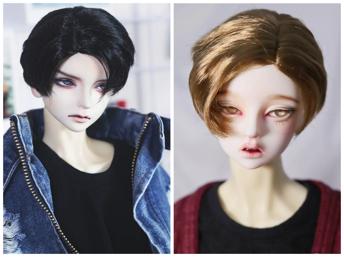 

BJD doll wig fit for 1/3 1/4 1/6 Unce lfashion versatile personality men new side points love beans milk silk short hair gold