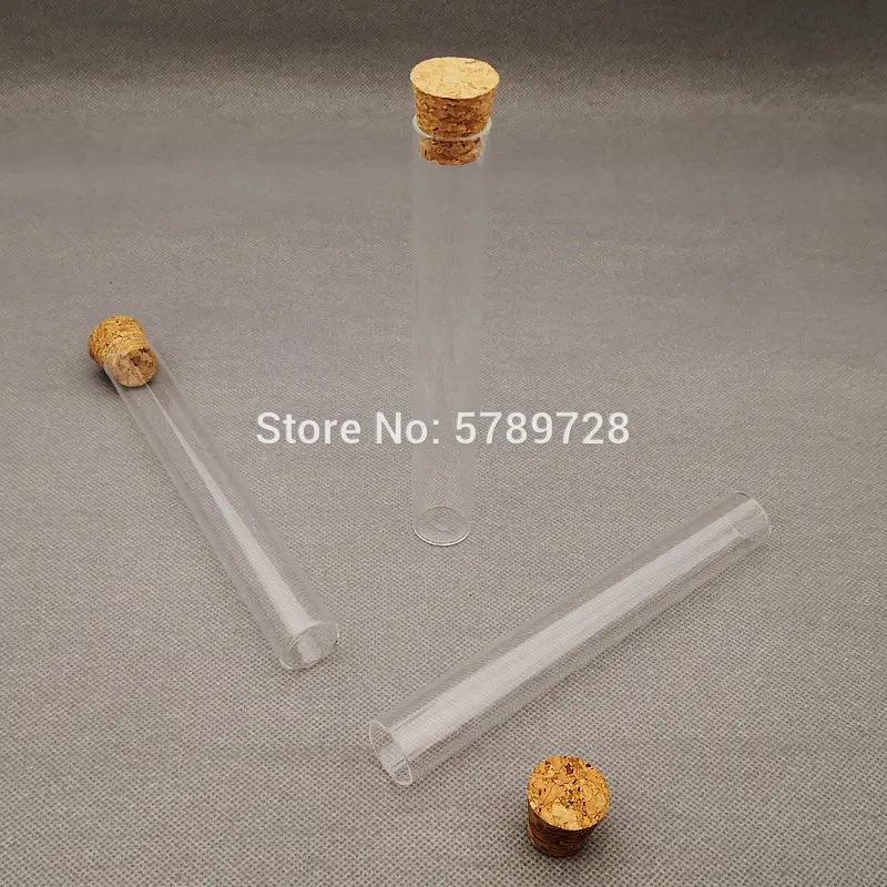 20pcs/lot 20x150mm clear Glass Flat bottom test tube with cork stopper,Lab Thickened glass reaction vessel with flat mouth