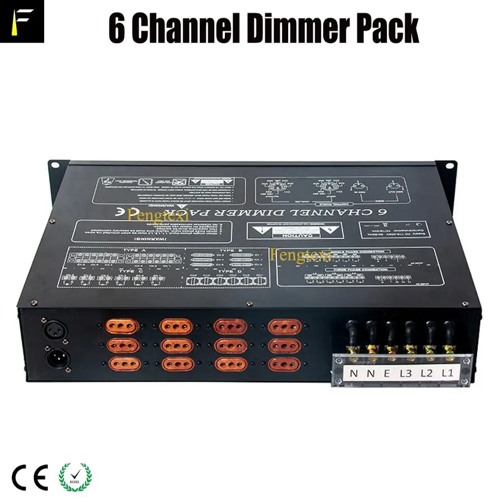 6Channel（6ch）Digital Dimmer Pack with Linear/Switch/Square Control Mode 6x4000w Stage Light Digital Controller Dimming Console